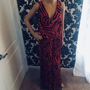 Arden B black and coral pleated pants jumpsuit